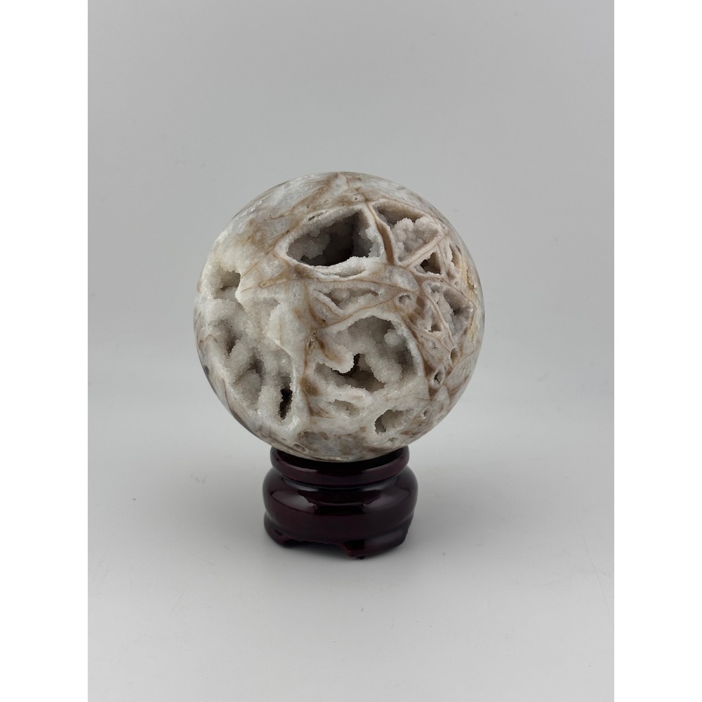 Natural Sphalerite Crystal Sphere with Druzy Vugs 2.85 Inch